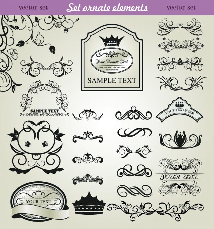 free vector European classic lace pattern 05 vector